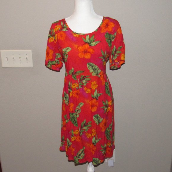 Caribou Red Hawaiian Dress Size L - Picture 1 of 6